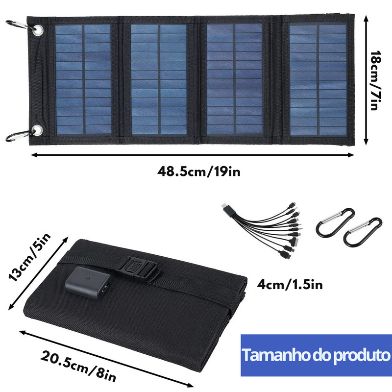 Solar Panel Folding Charger Portable Battery Charger for Cell Phone Outdoor Waterproof Power Bank for Camping Accessories