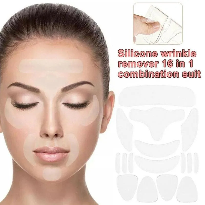 16pcs Adesivo facial para prevenir rugas, expressões faciais, danos causados pelo sol ou novas linhas causadas pelo envelhecimento.
 removedor de rugas use no trabalho ou durante o sono .