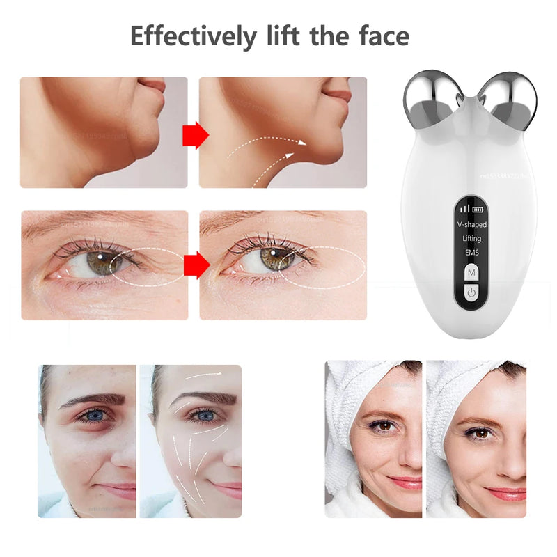 Microcorrente massageador facial. máquina de levantamento de rugas microcorrente EMS anti-rugas Lifting Massager anti idade reduz o envelhecimento Trata a flacidez ativação do colágeno da pele.