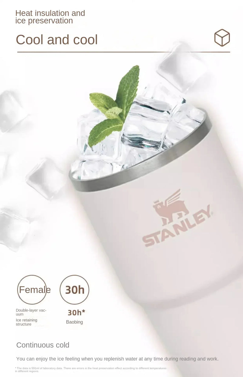 Stanley Tumbler FlowState Straw Lid Stainless Steel 30oz/40oz Vacuum Insulated Car Mug Double Wall Thermal Iced Travel Cup