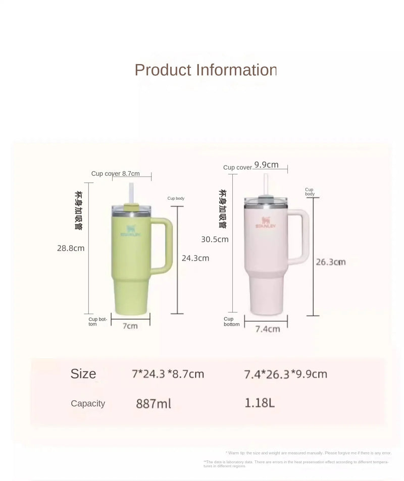 Stanley Tumbler FlowState Straw Lid Stainless Steel 30oz/40oz Vacuum Insulated Car Mug Double Wall Thermal Iced Travel Cup