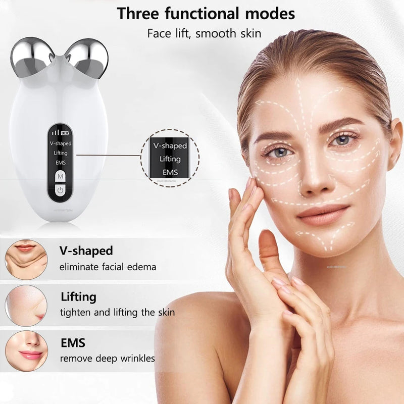 Microcorrente massageador facial. máquina de levantamento de rugas microcorrente EMS anti-rugas Lifting Massager anti idade reduz o envelhecimento Trata a flacidez ativação do colágeno da pele.