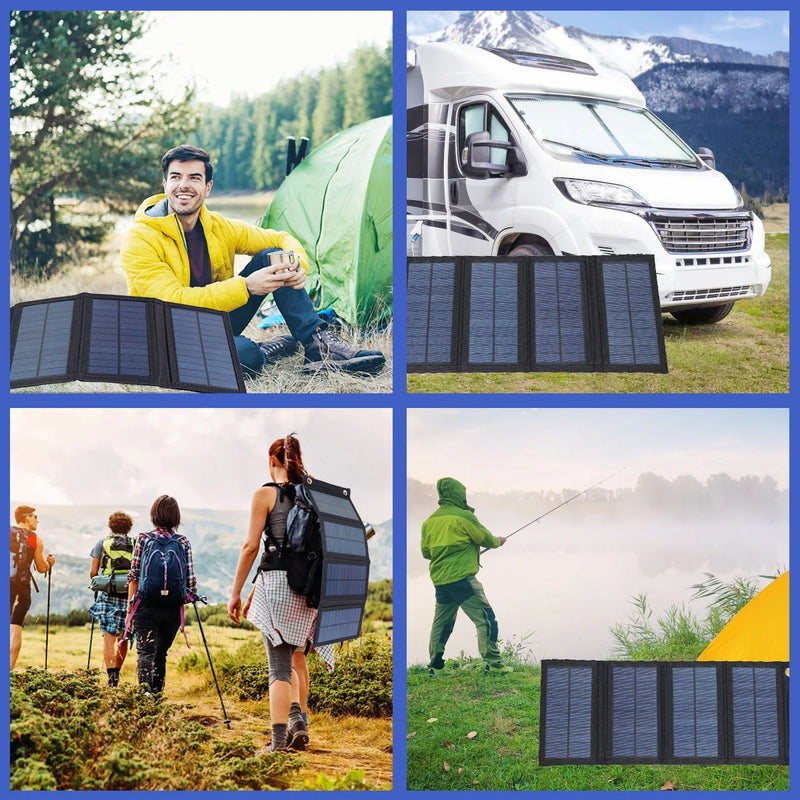 Solar Panel Folding Charger Portable Battery Charger for Cell Phone Outdoor Waterproof Power Bank for Camping Accessories