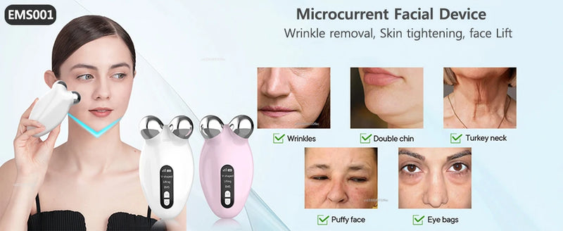 Microcorrente massageador facial. máquina de levantamento de rugas microcorrente EMS anti-rugas Lifting Massager anti idade reduz o envelhecimento Trata a flacidez ativação do colágeno da pele.