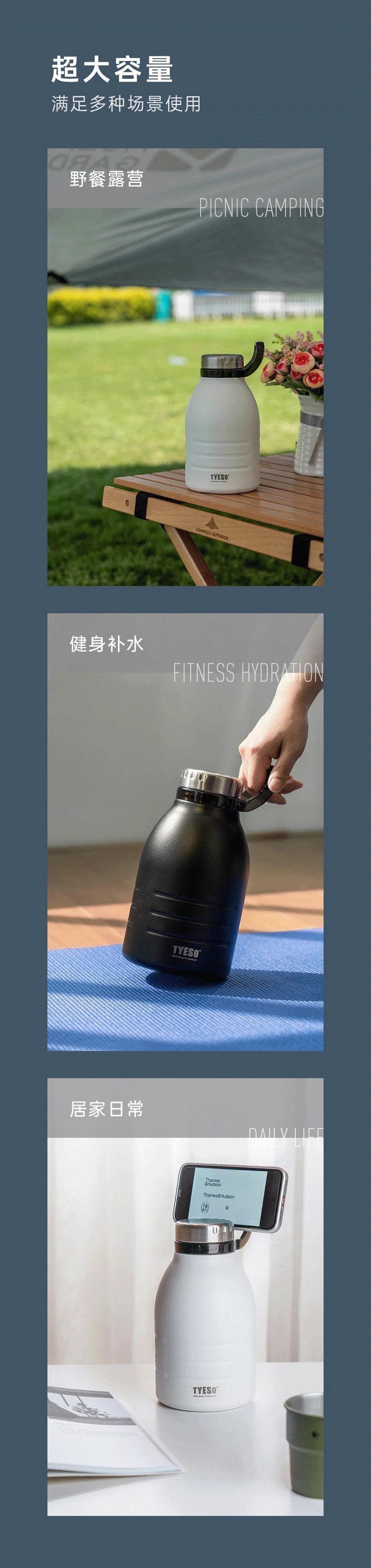 1500ml Stainless Steel Thermos Mug With Straw Sport Water Bottle Climbing Camping Vacuum Flask Thermal Bottle garrafa termica